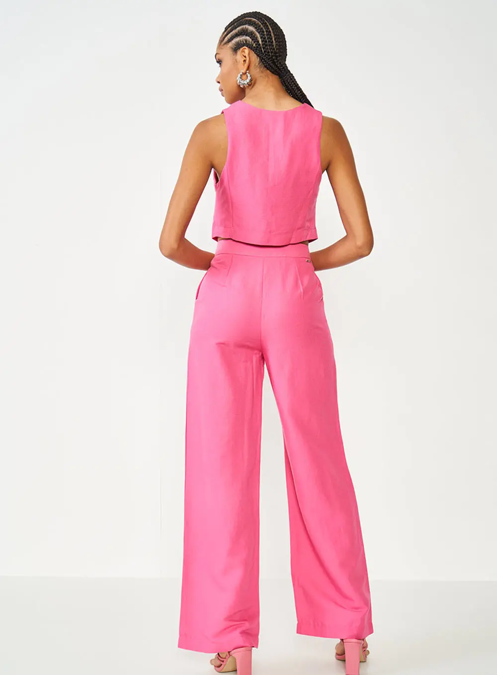 Calça Rosa Alfaiataria Reta Rosa Hiller
