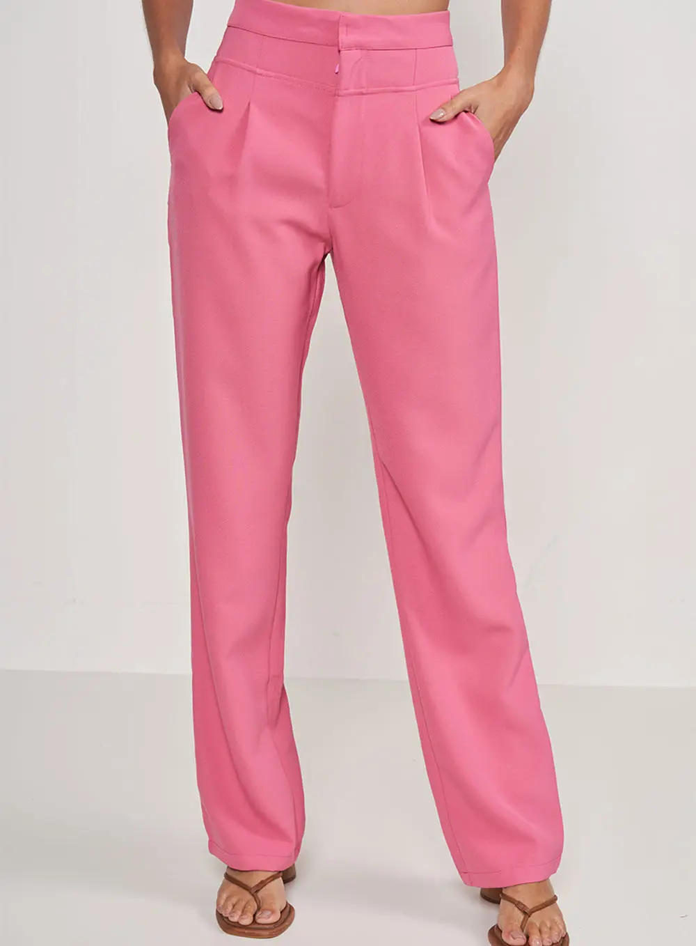 Calça Alfaiataria Roby Detalhe Cós Rosa Hiller