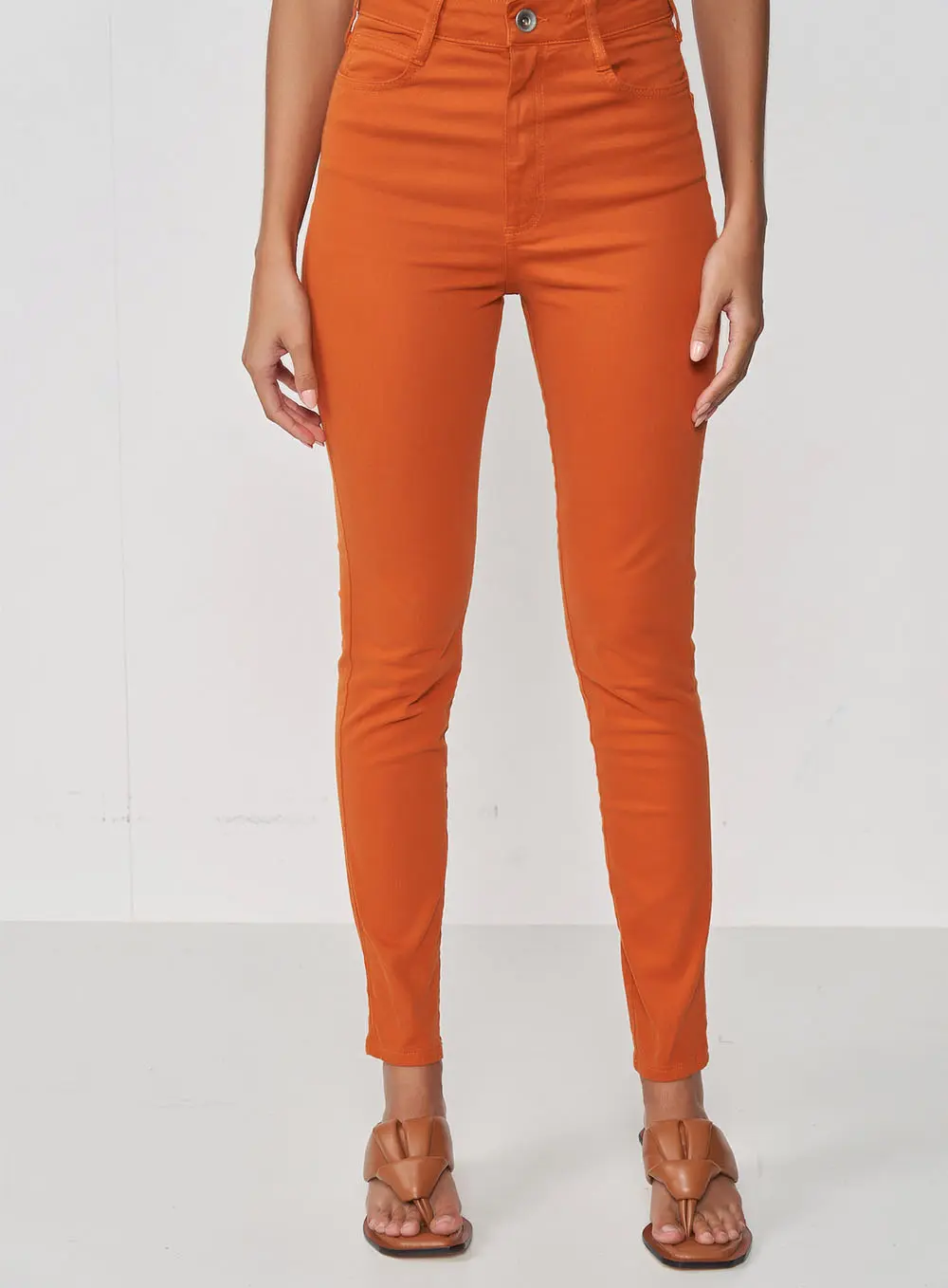 Calça Skinny Bruna Sarja Comaneci Laranja