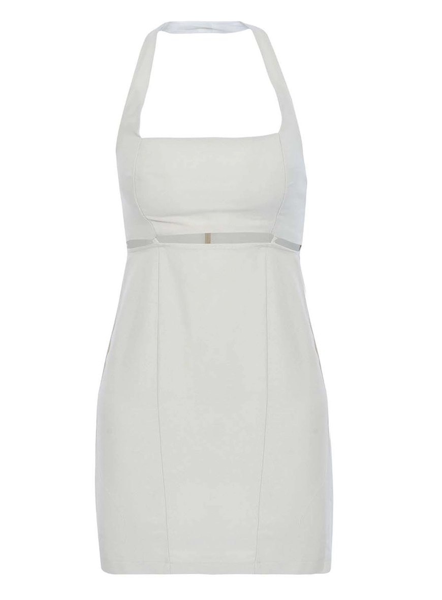 Vestido Justo Frente Única Bege 1