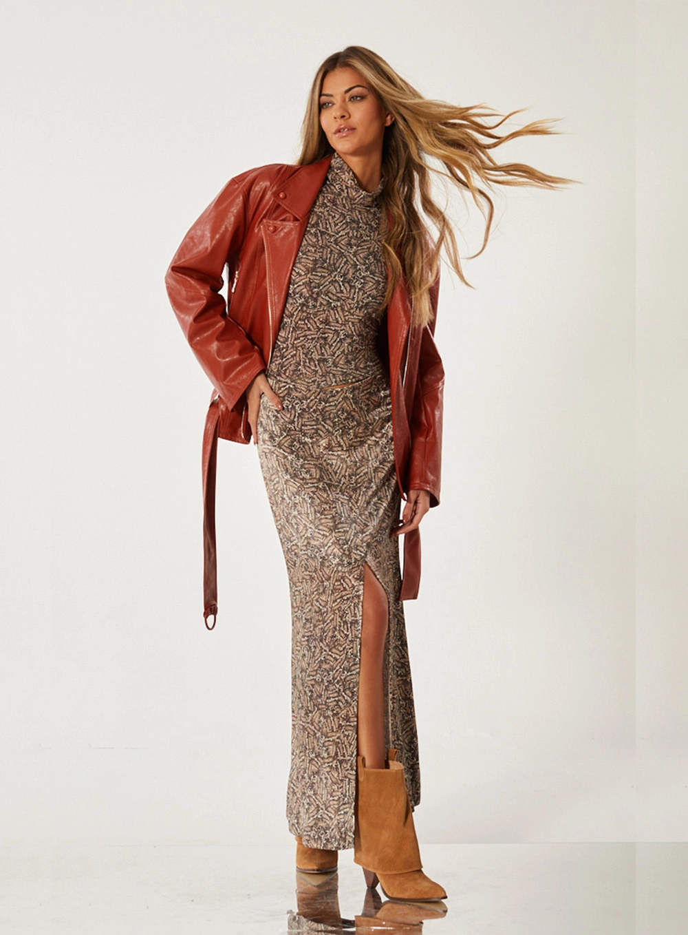 Saia Slim Com Fenda Estampado 4