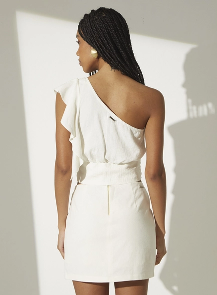 Blusa Assimétrica Com Babado