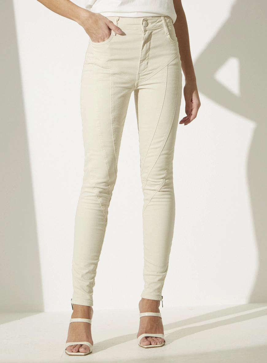 Calça Sarja Skinny Bege 1