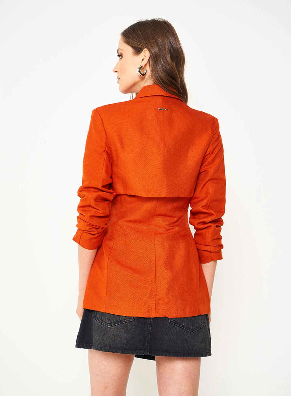 Blazer Alfaiataria Acinturado Laranja