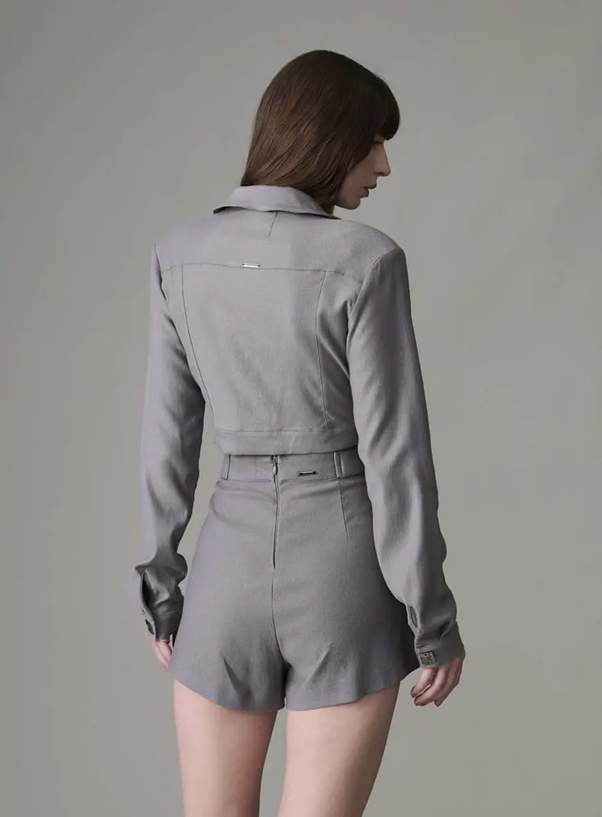 Short Alfaiataria Martingale No Cós Cinza 2