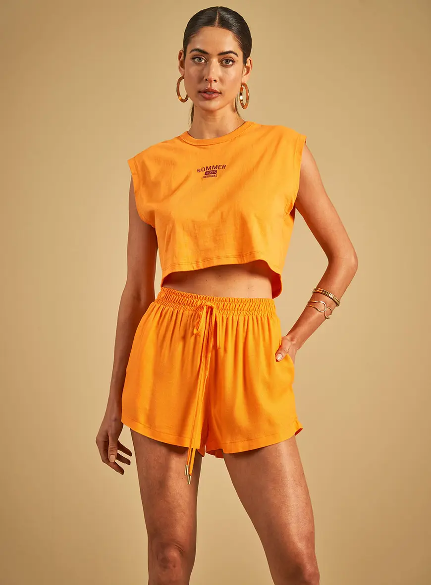 Camiseta Curta Ampla Laranja 1