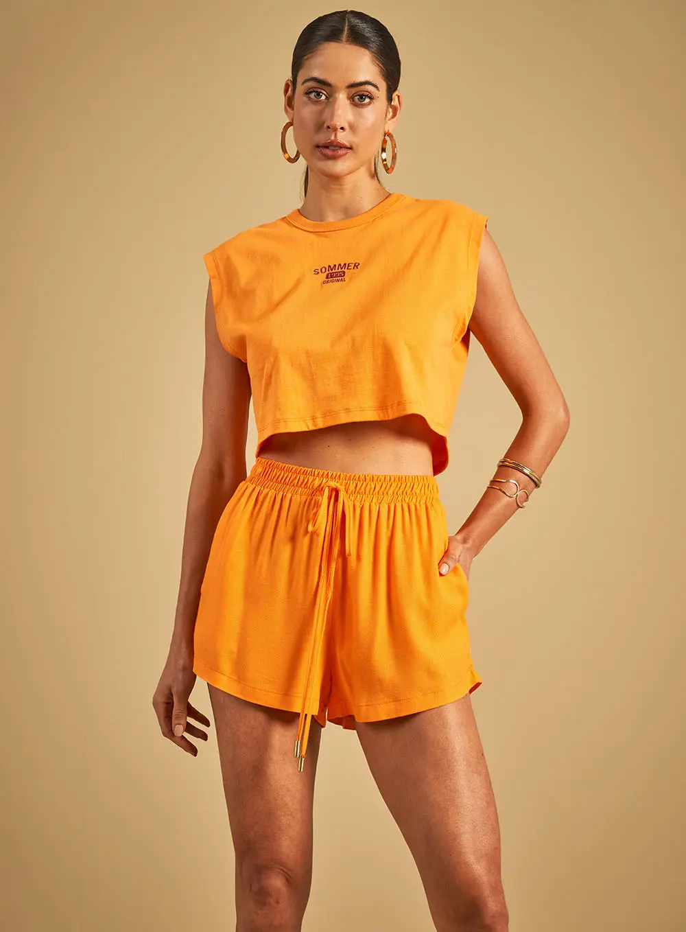 Camiseta Curta Ampla Laranja 1