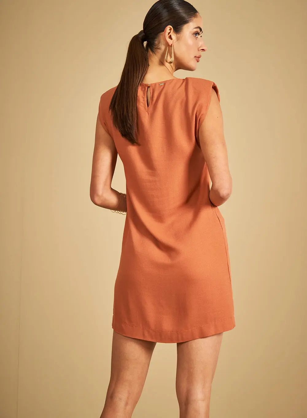 Vestido Mangas Muscle Marrom 2