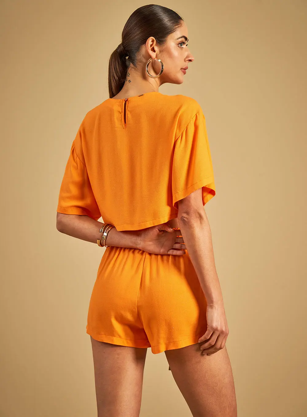 Blusa Curta Ampla Laranja 2