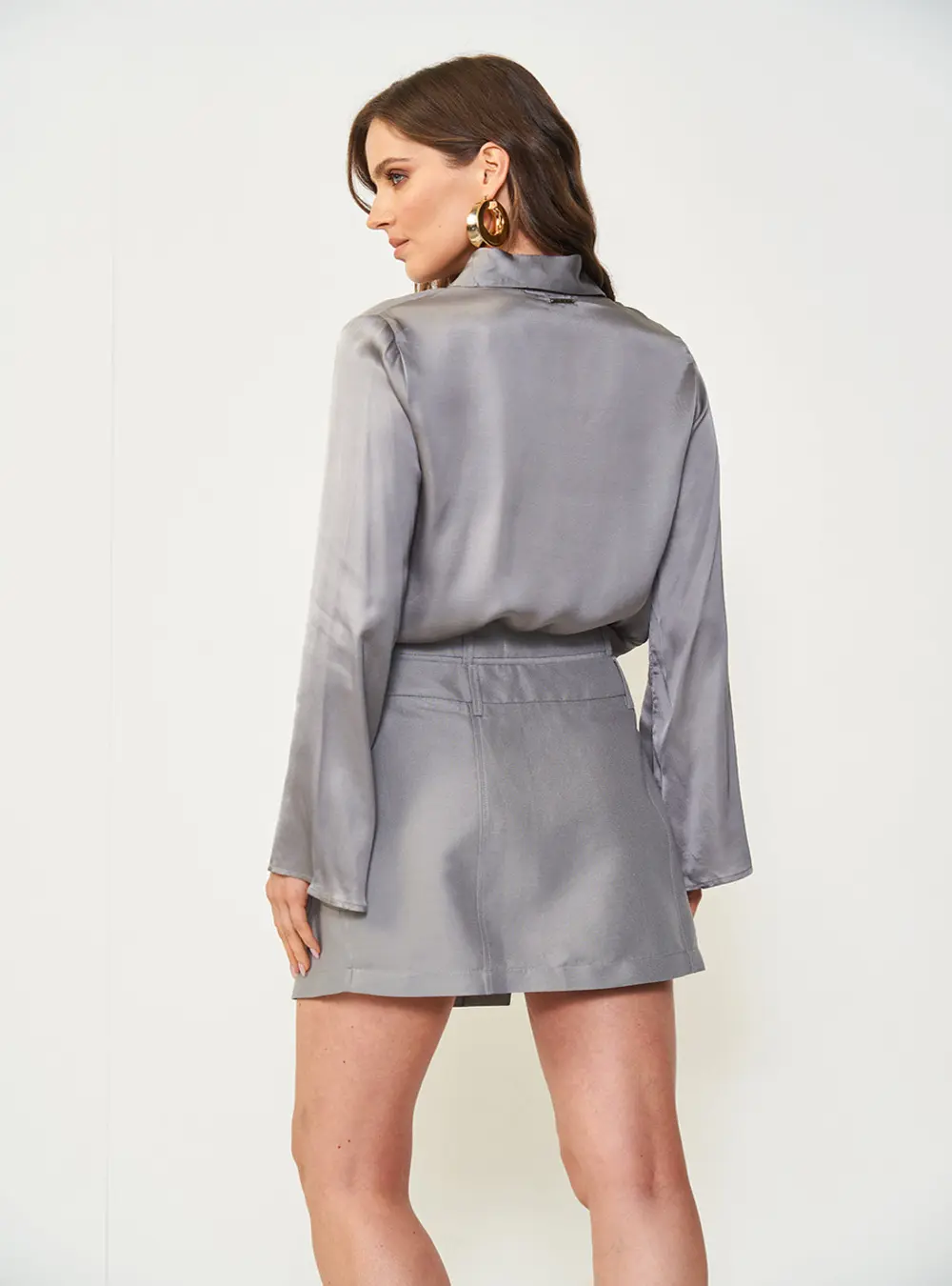 Camisa Comfort Manga Longa Cinza Cinza