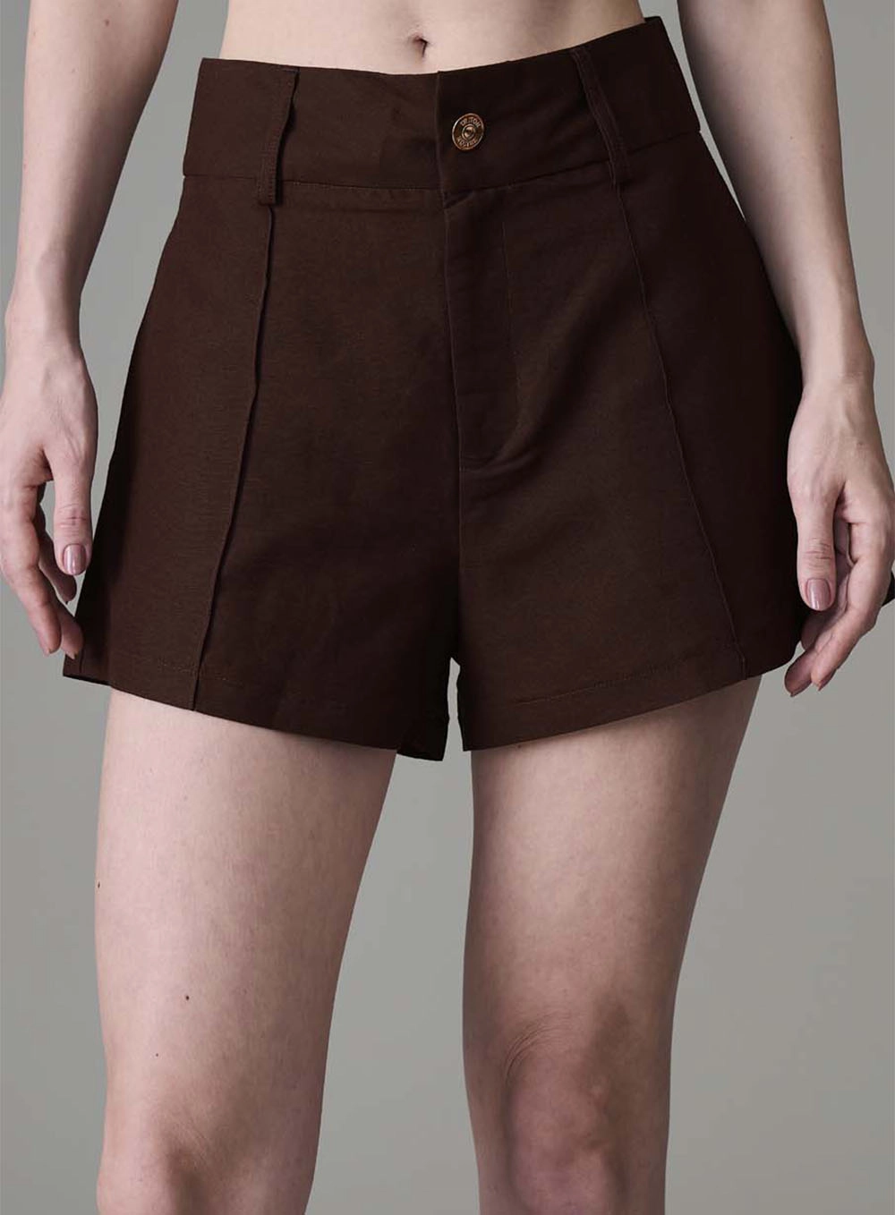 Short Alfaiataria Comfy Com Linho Marrom 7