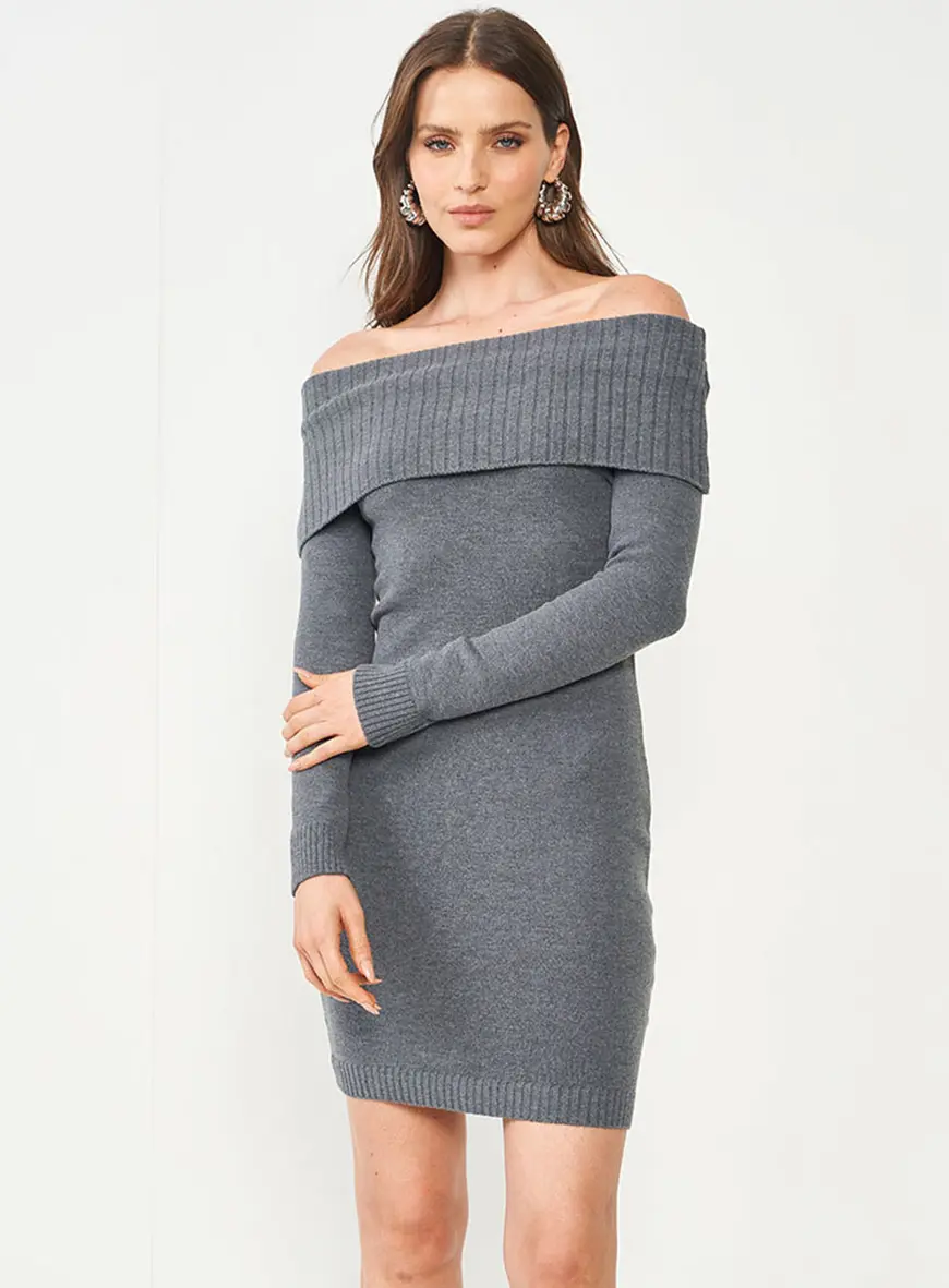 Vestido Tricô Com Sobreposição