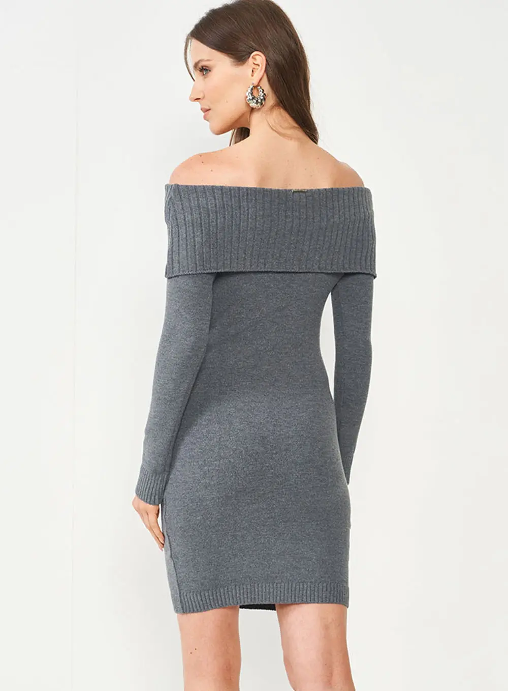 Vestido Tricô Com Sobreposição CINZA