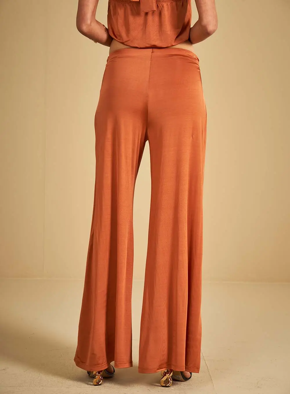 Calça Com Detalhe No Cós Marrom 2