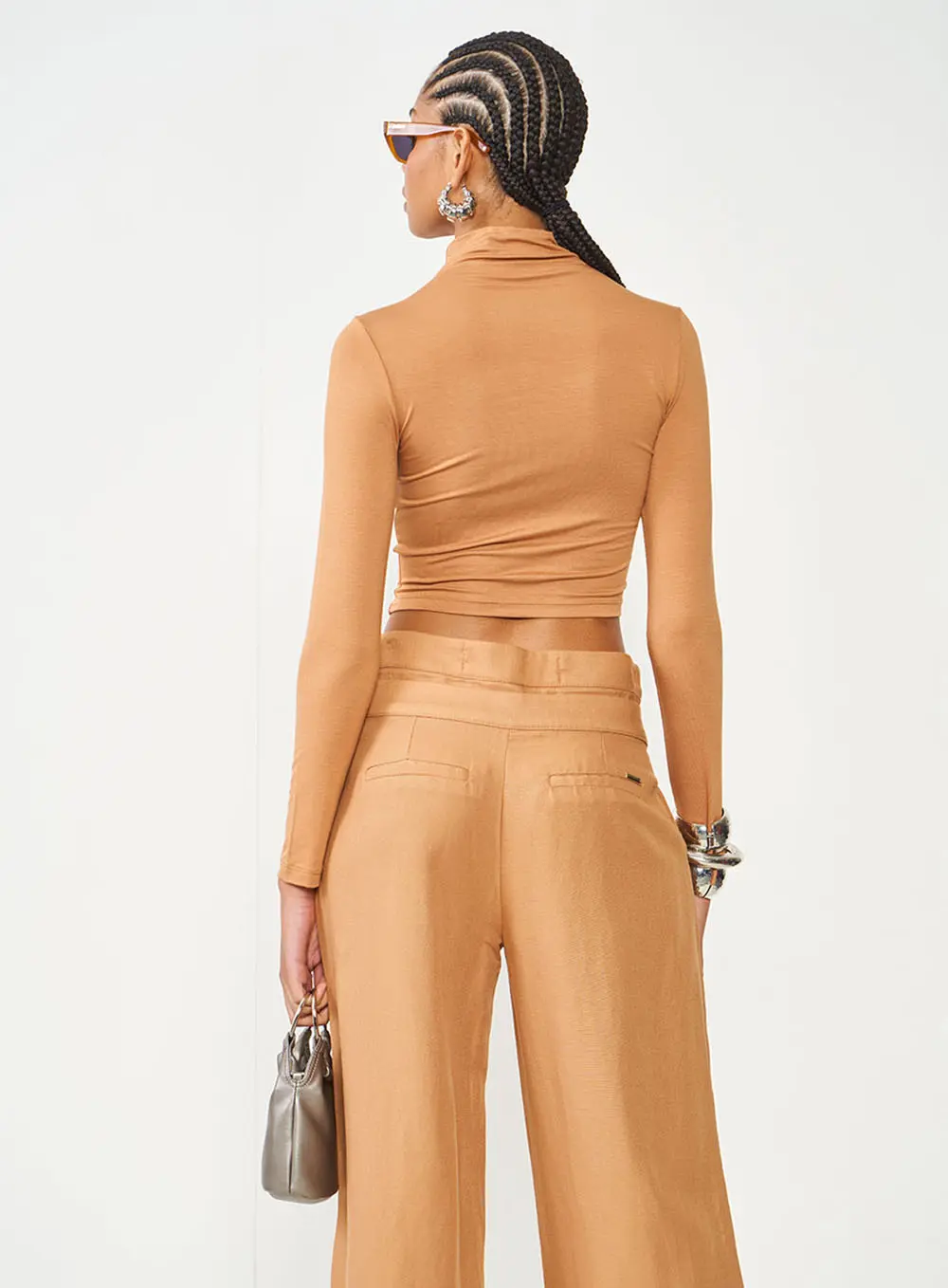 Blusa Cropped Slim Marrom Marrom Delle