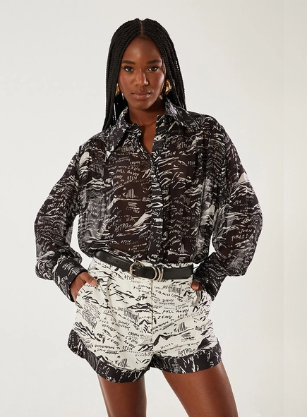 Camisa Alfaiataria Ampla Transparente
