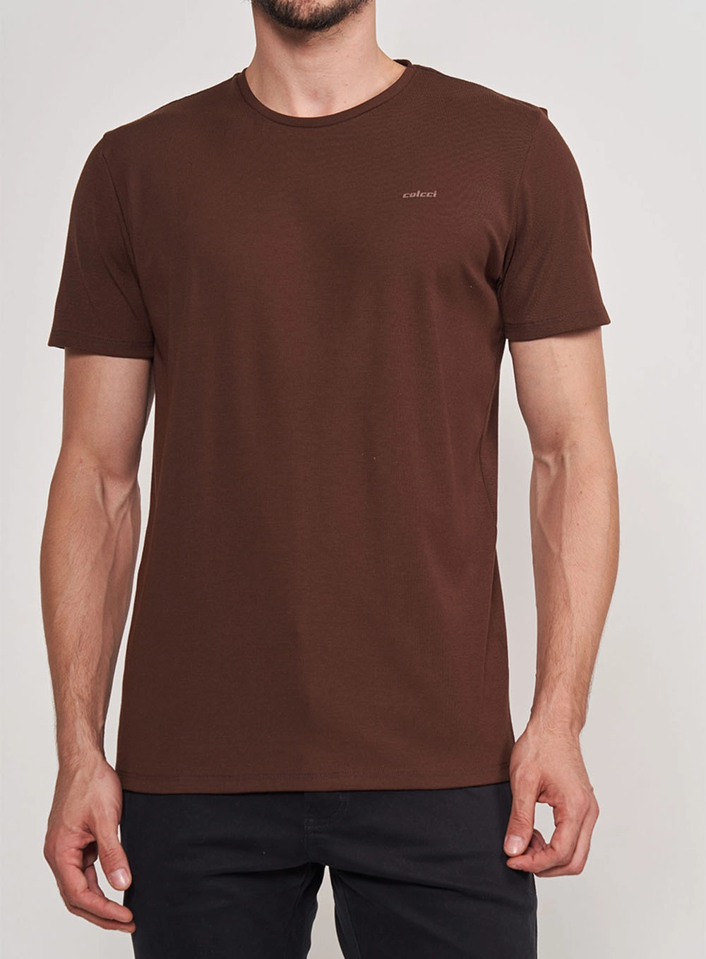 Camiseta Slim Canelada Marrom