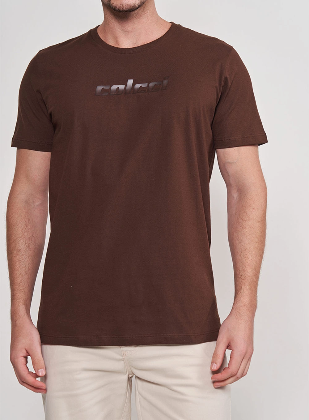 Camiseta Básica Manga Curta Decote Redondo Marrom Colcci Marrom