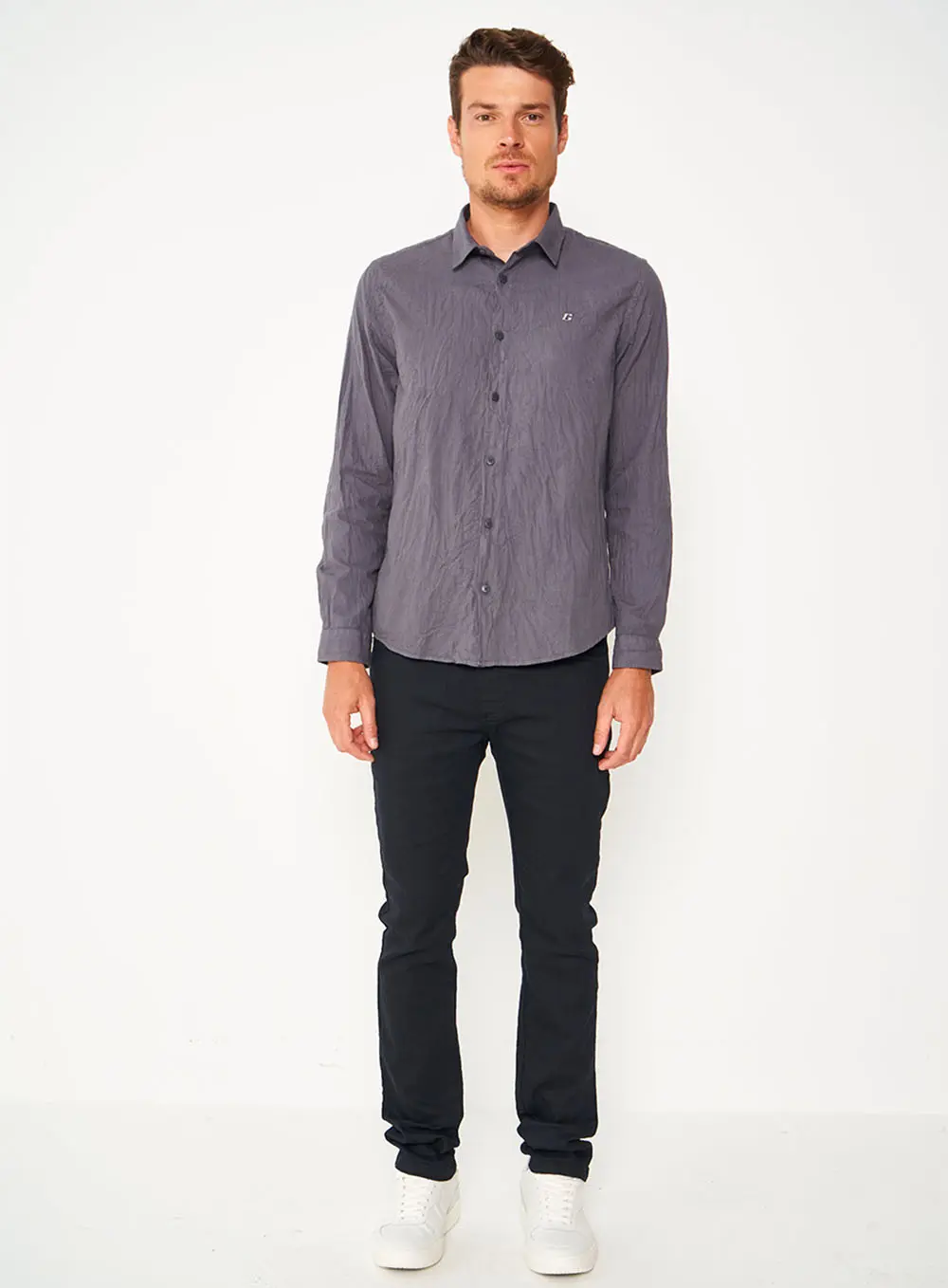 Camisa Masculina Manga Longa Cinza CINZA