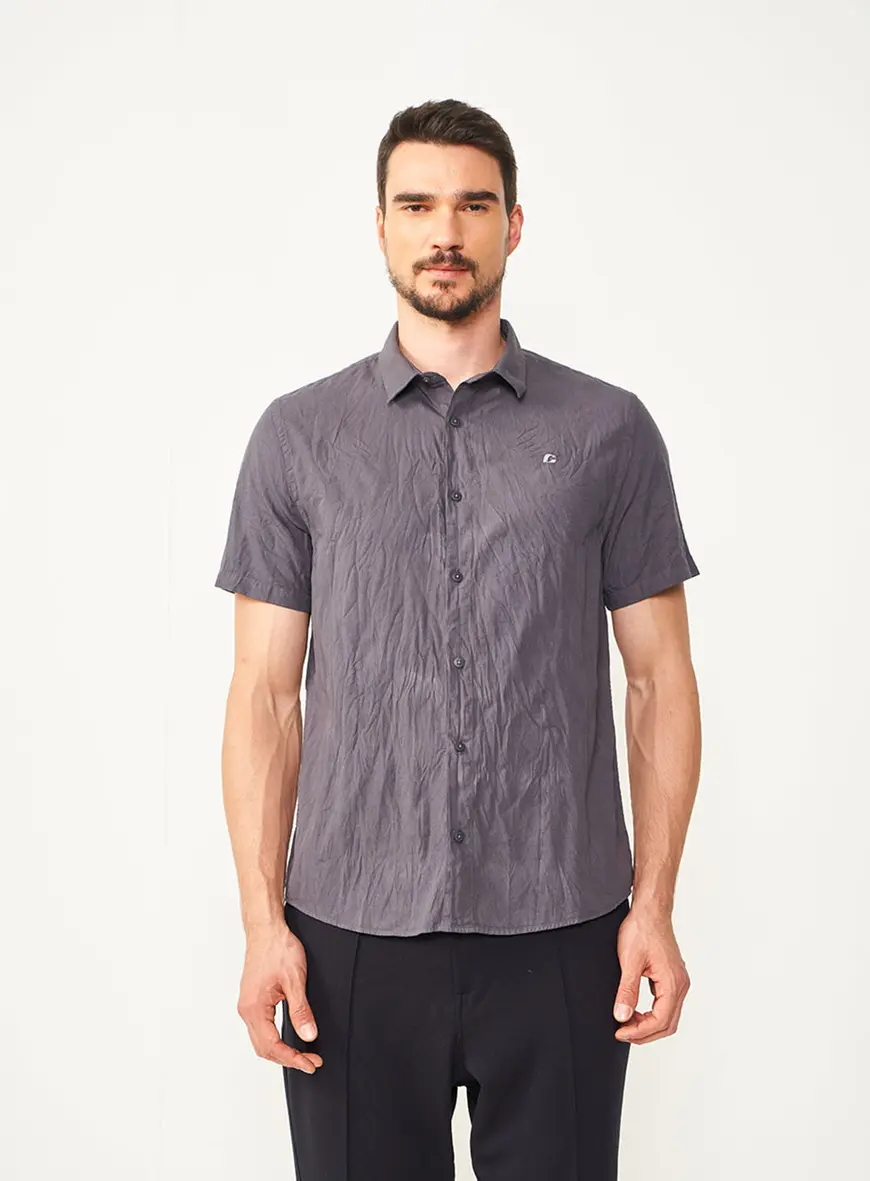 Camisa Cinza Relax Manga Curta