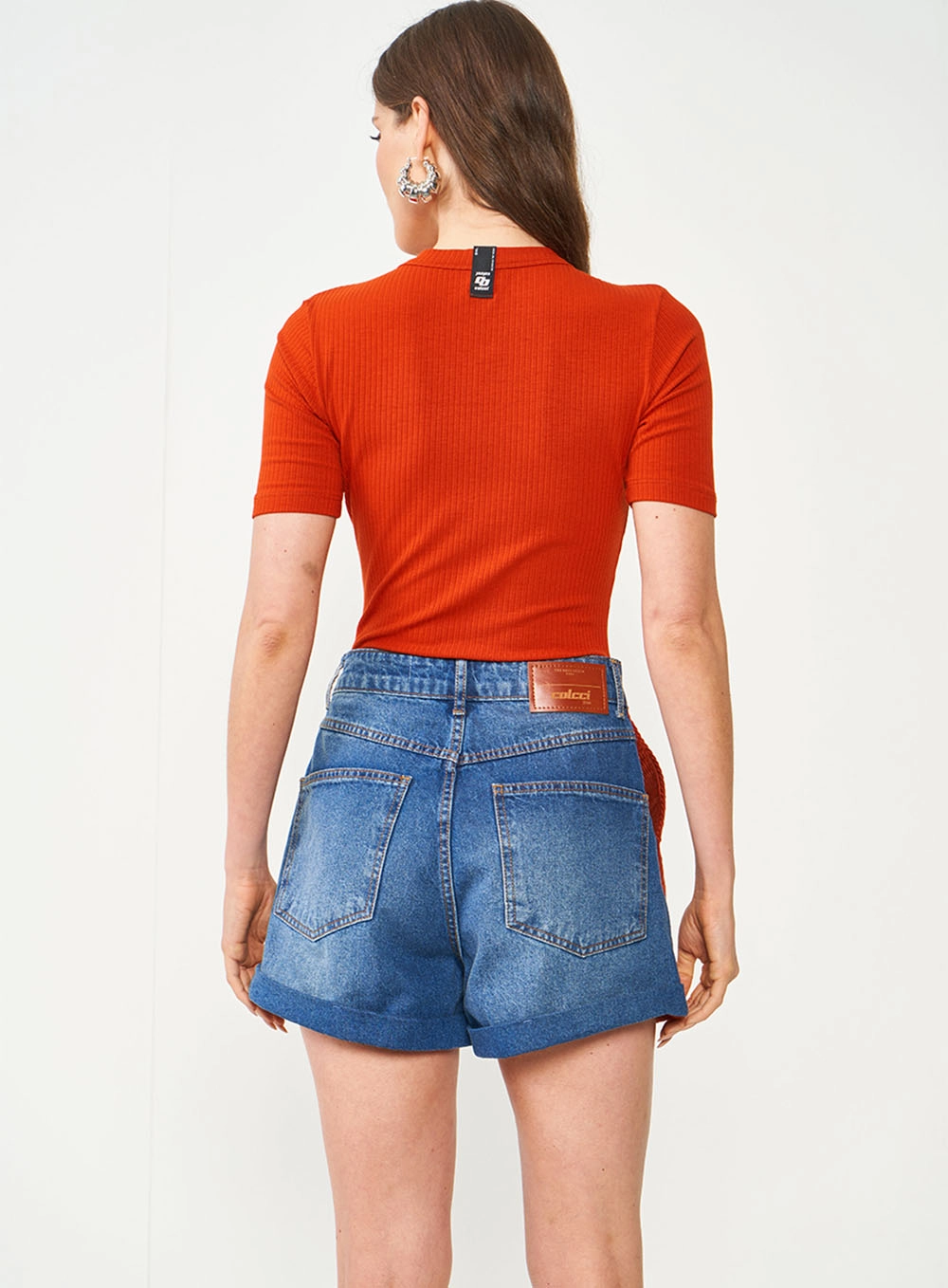 Blusa Slim Gola V Laranja