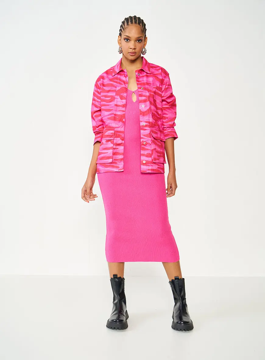 Vestido De Tricô Midi