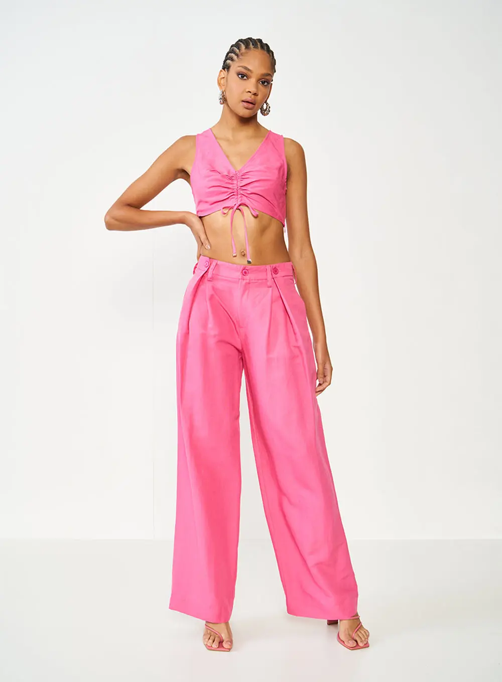 Top Slim Com Detalhe Franzido Rosa Hiller