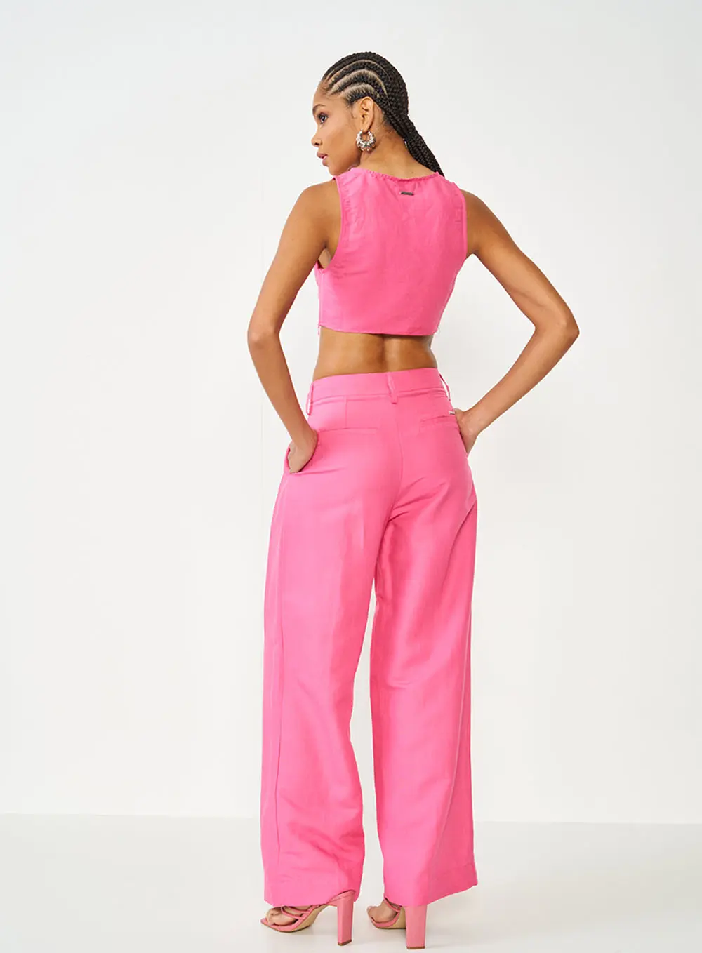 Top Slim Com Detalhe Franzido Rosa Hiller