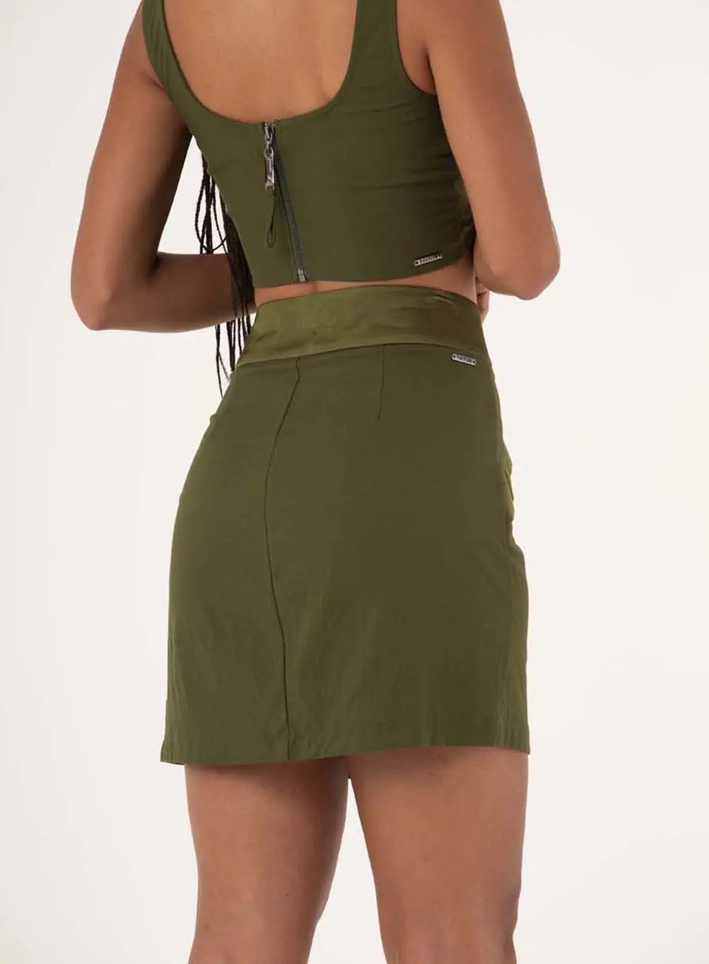 Saia Detalhe Frontal Cintura Alta Verde Livas 2