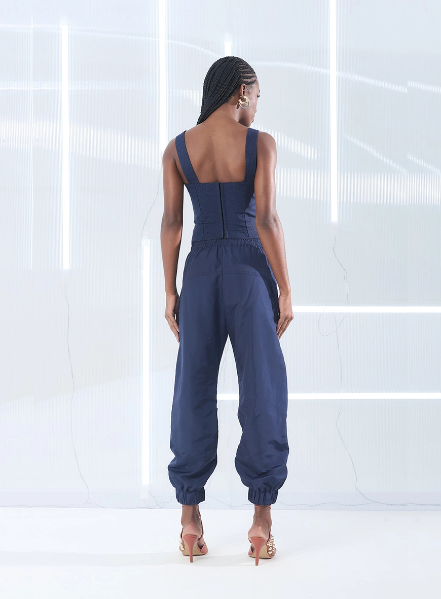 Calça Nylon Com Elástico Azul 2