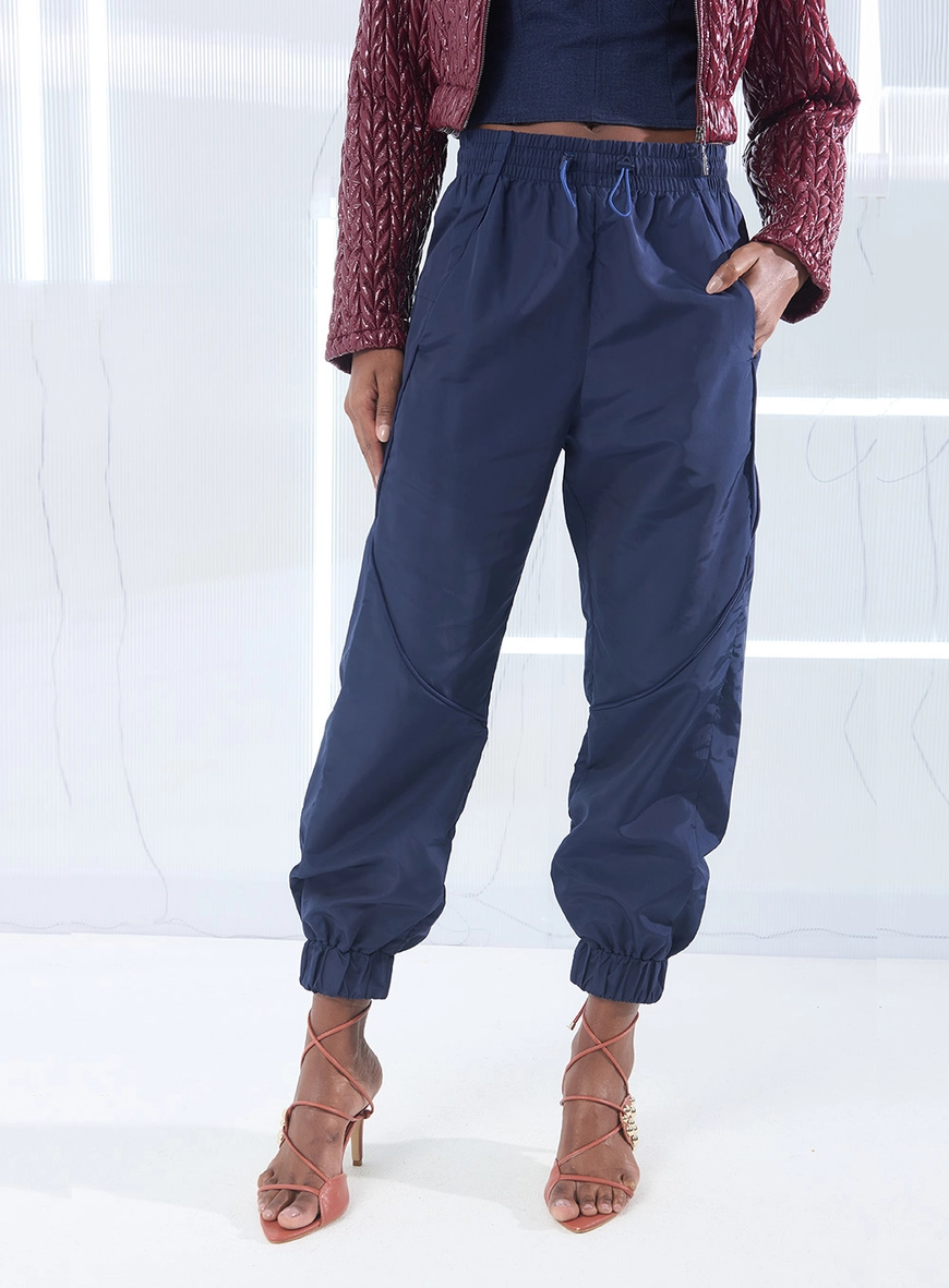 Calça Nylon Com Elástico Azul 3