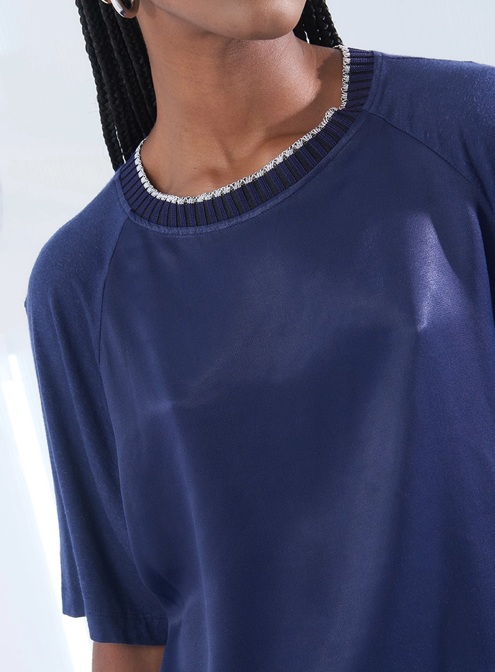 Camiseta Confort Com Linho Azul 3