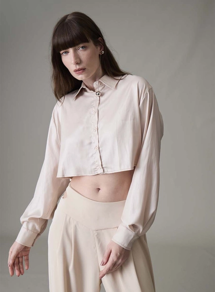 Camisa Cropped Alfaiataria Ampla