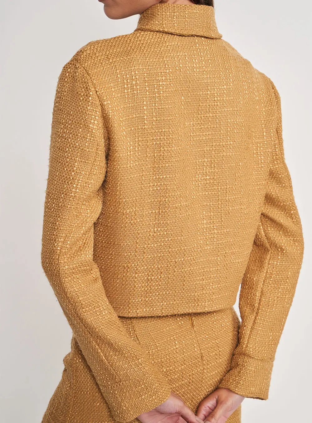 Jaqueta Alfaiataria Tweed Marrom Marrom Ebbela
