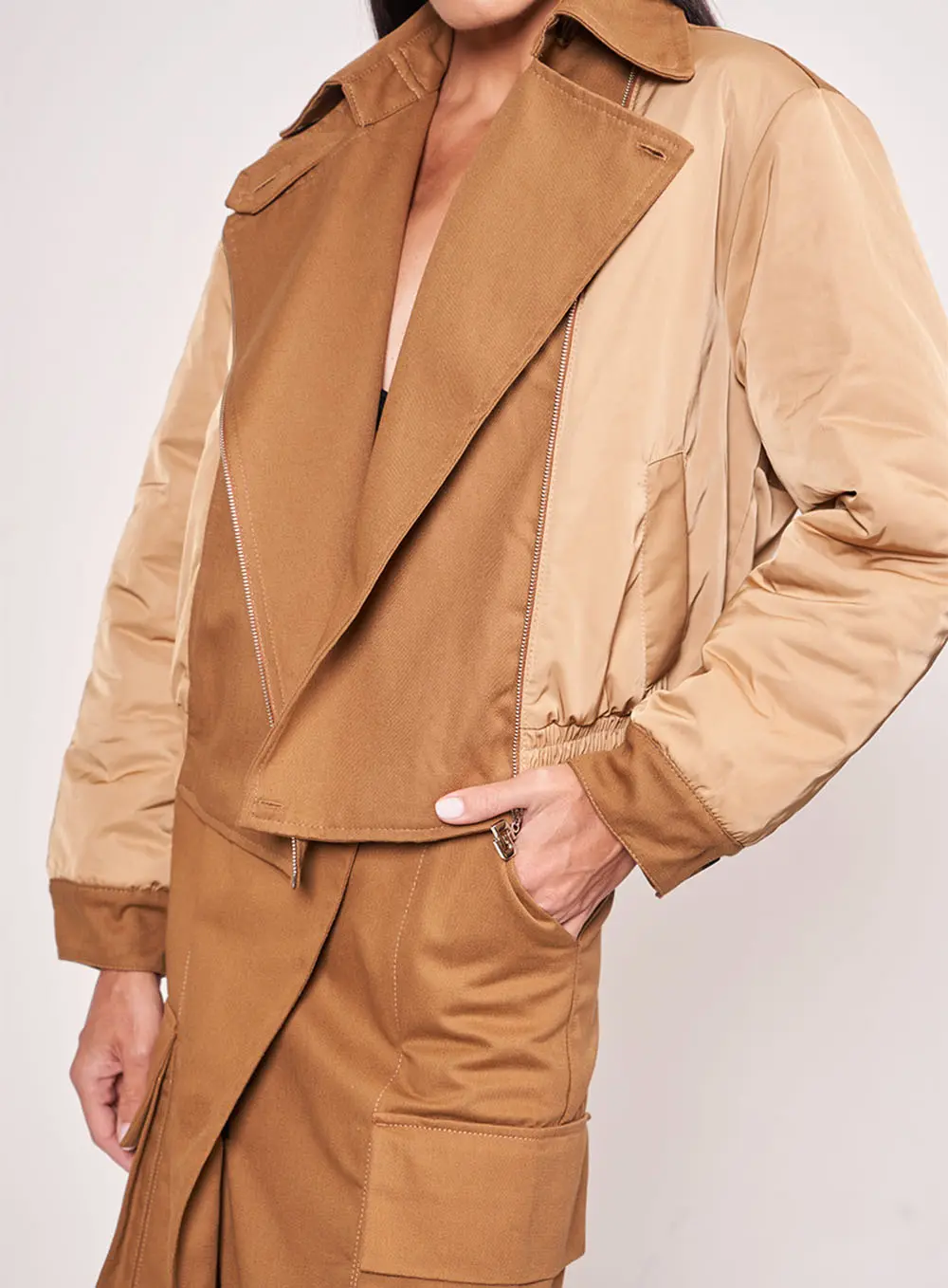 Jaqueta Loose De Nylon Marrom Marrom Delle