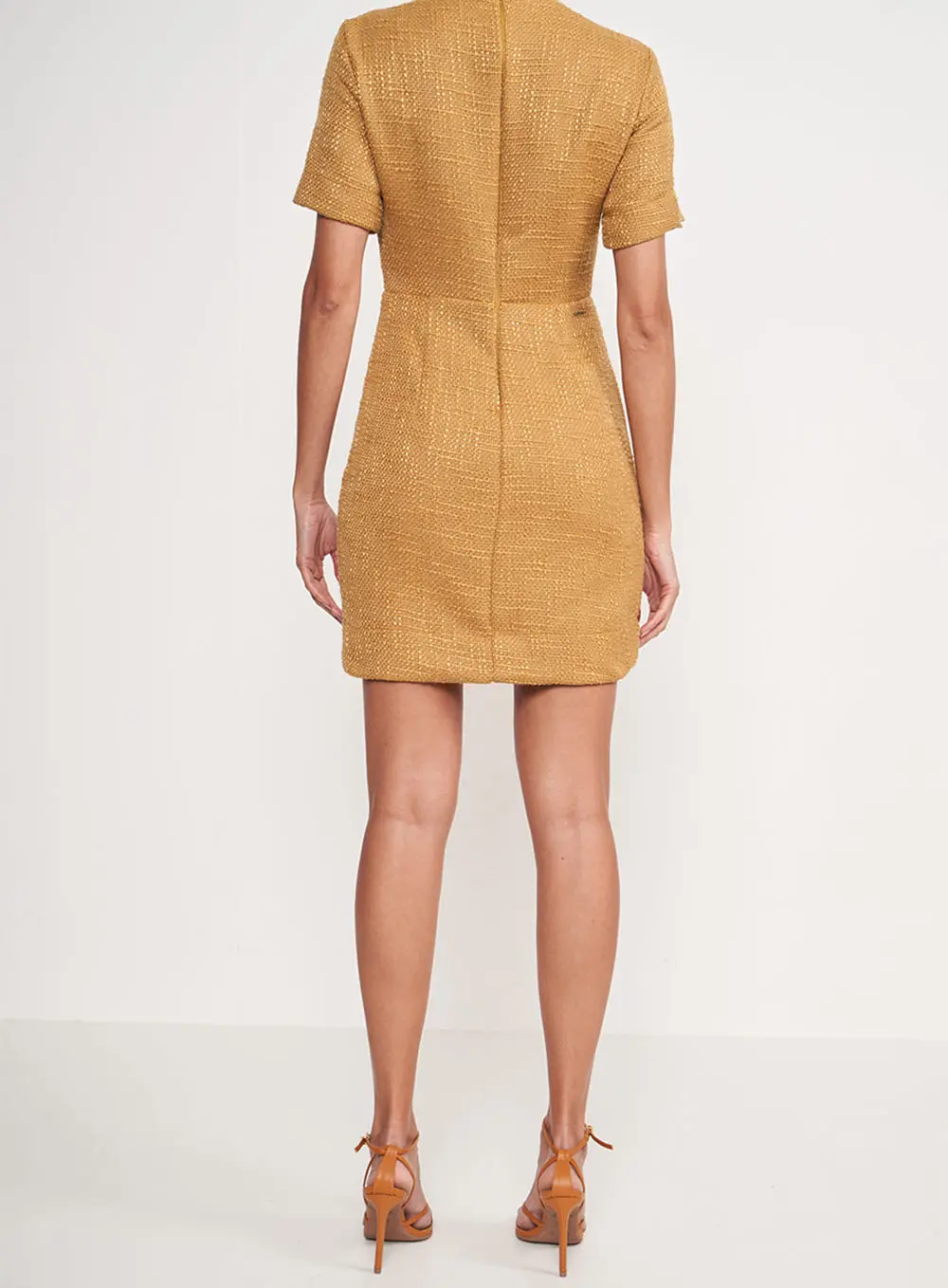 Vestido Comfort Tweed Marrom Ebbela