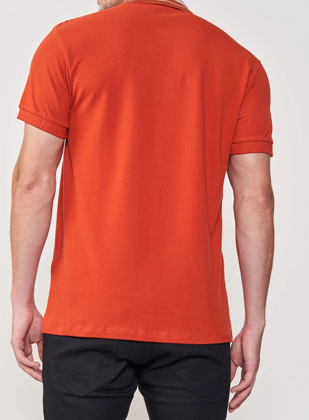 Camisa Gola Polo Com Friso Laranja