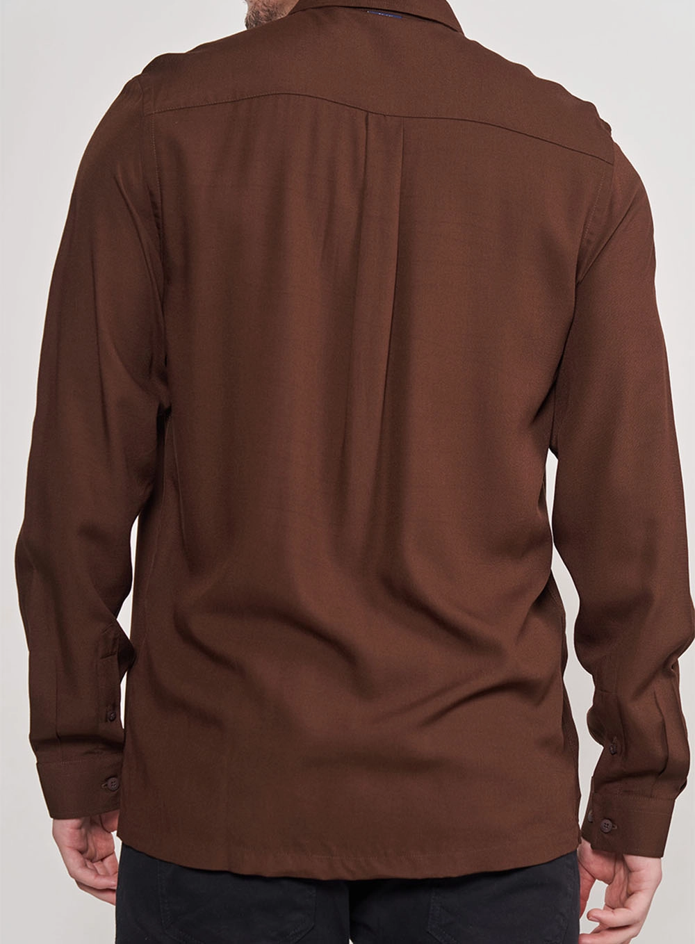Camisa Masculina Manga Longa Marrom Marrom