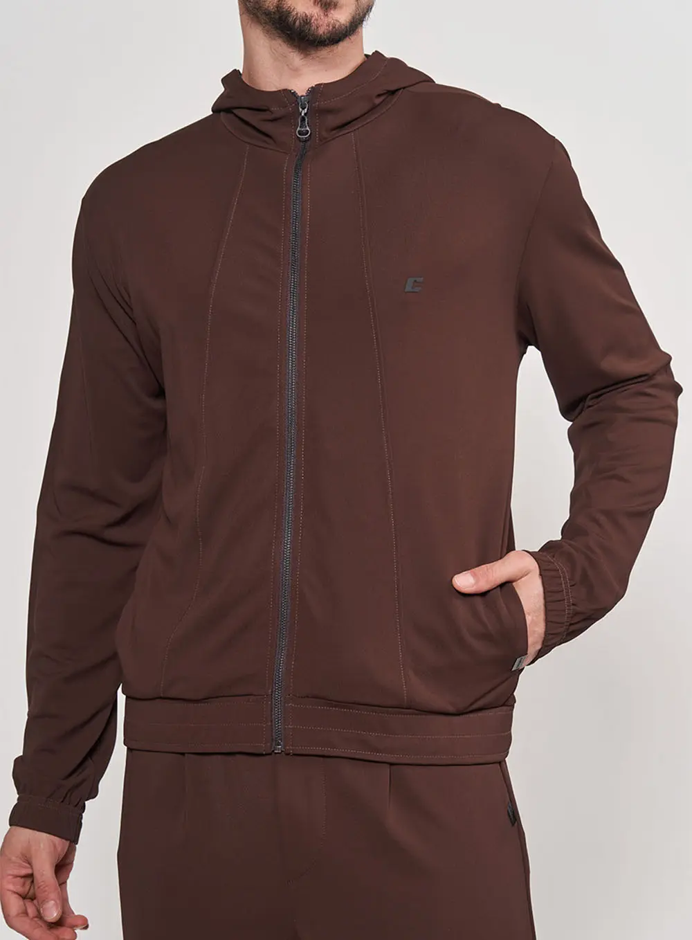 Jaqueta Com Capuz Marrom Masculina Marrom