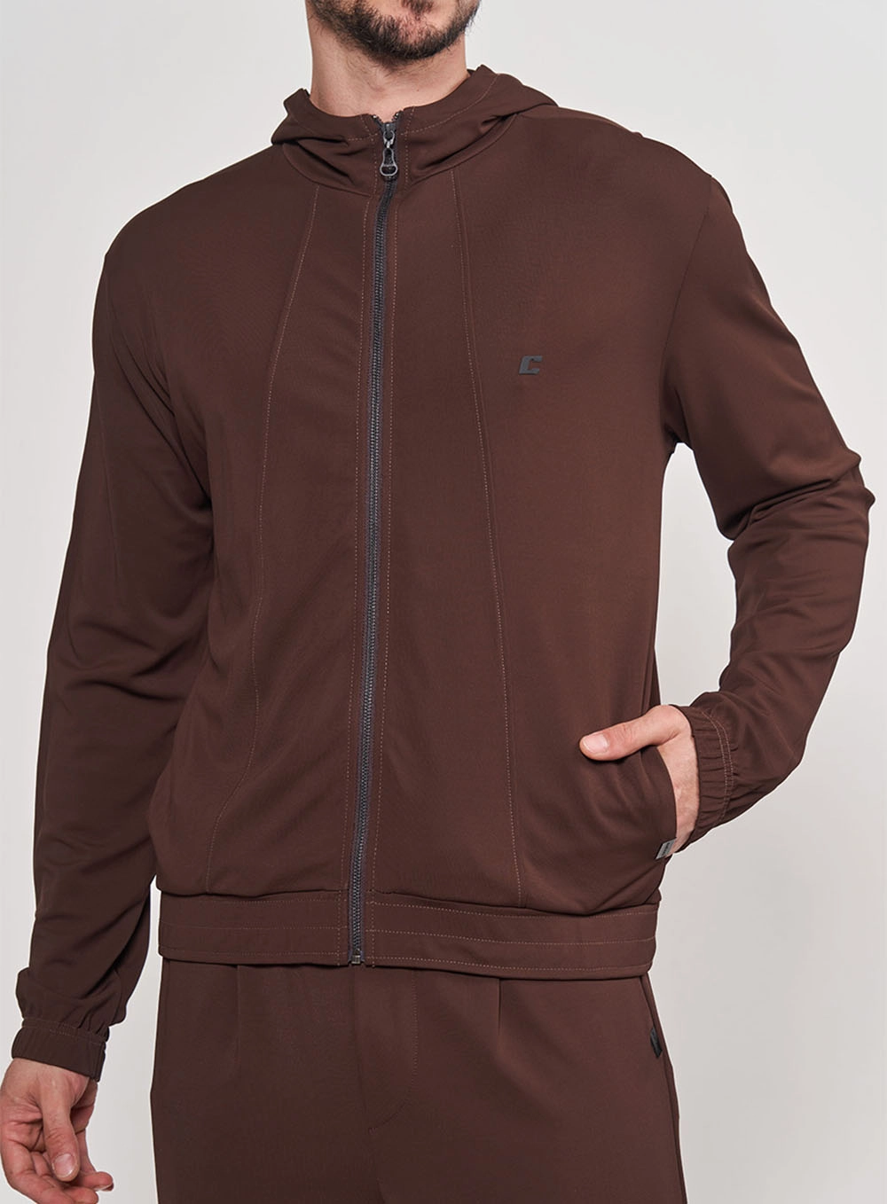 Jaqueta Com Capuz Marrom Masculina Marrom