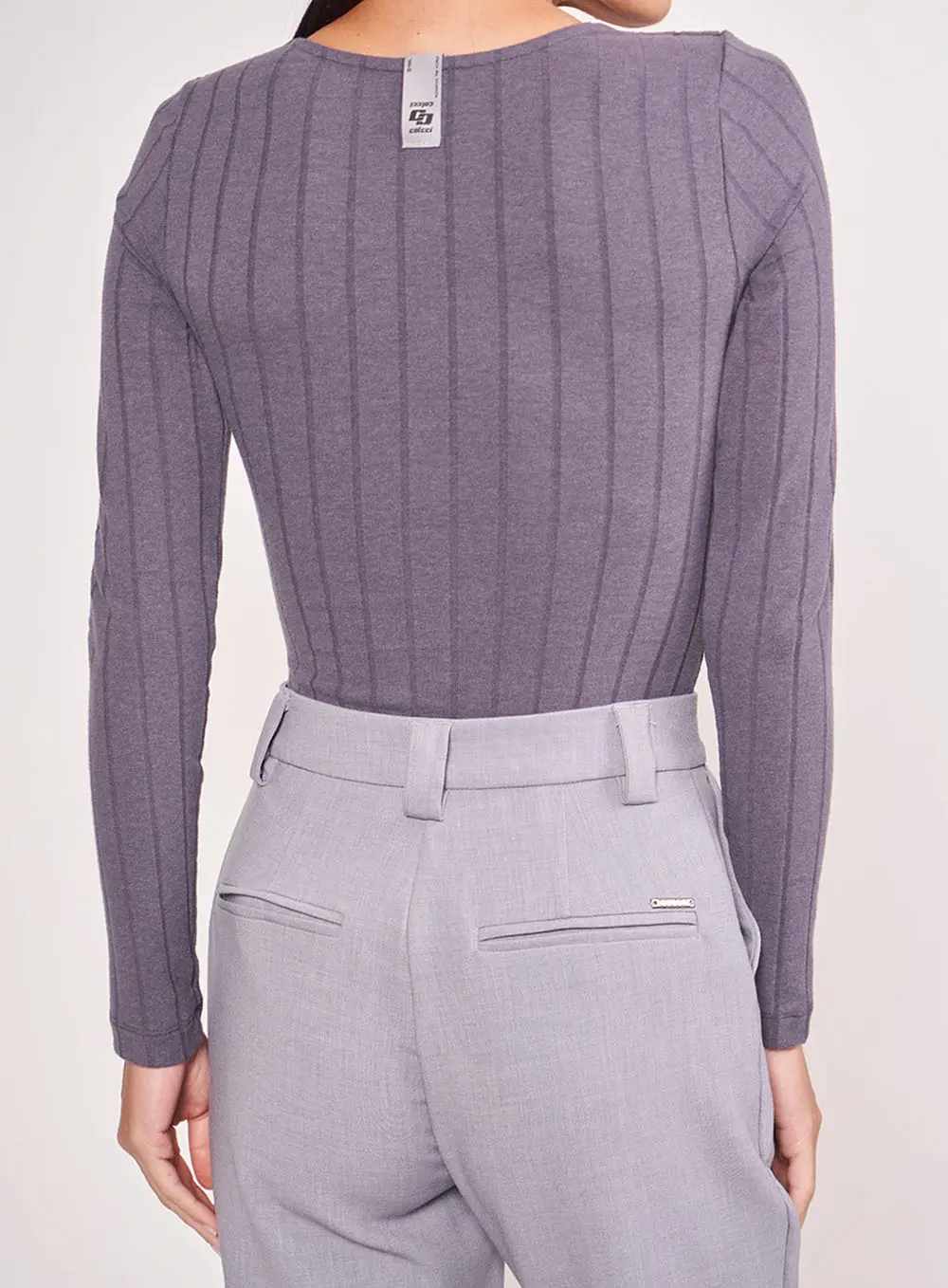 Blusa Canelada Decote Quadrado Cinza CINZA