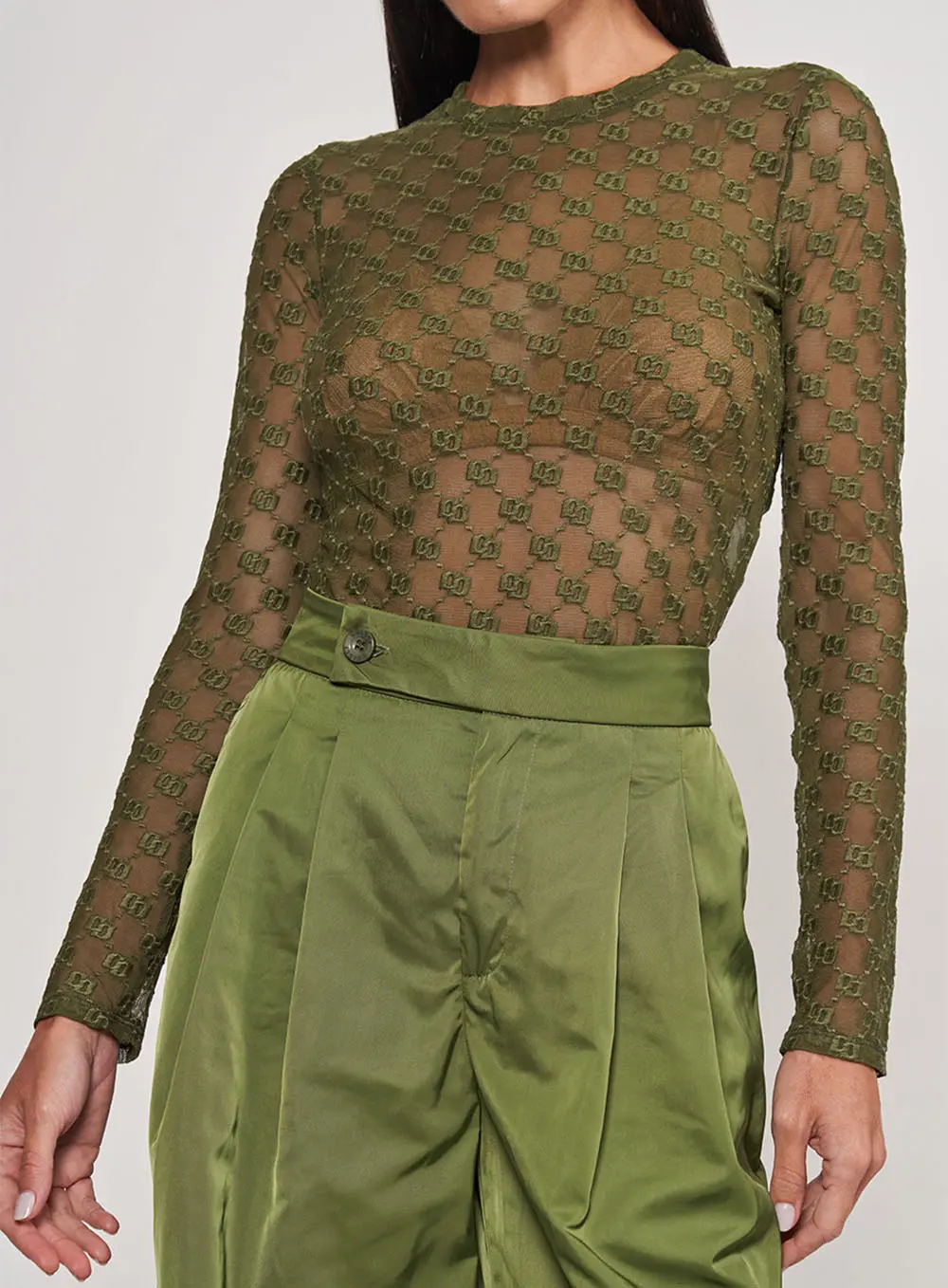 Blusa Slim Verde De Tule Duplo C Verde Livas