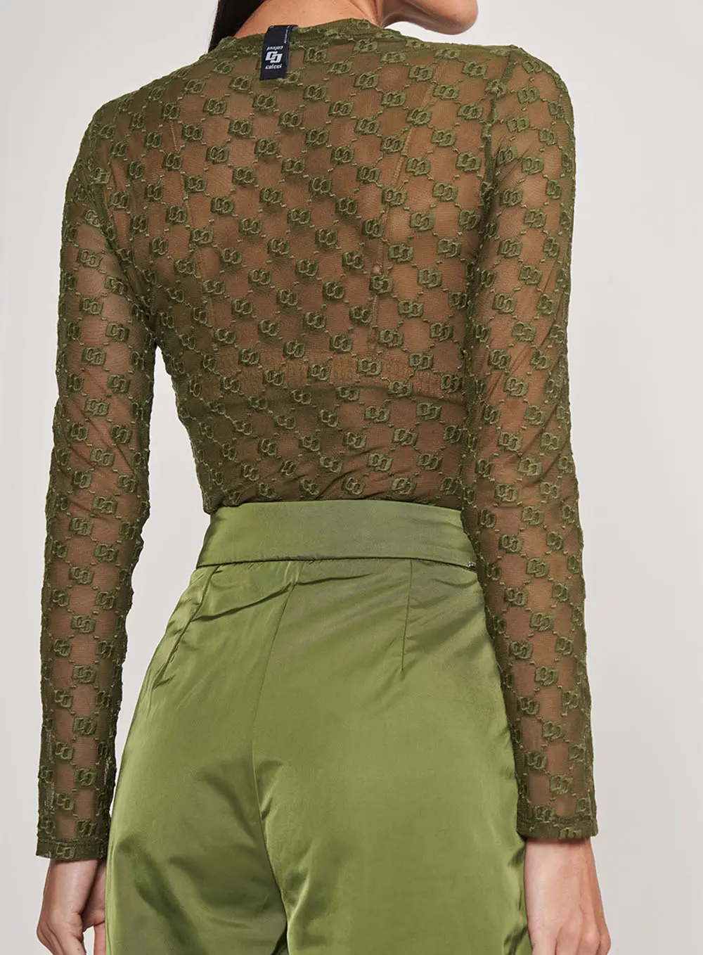 Blusa Slim Verde De Tule Duplo C Verde Livas