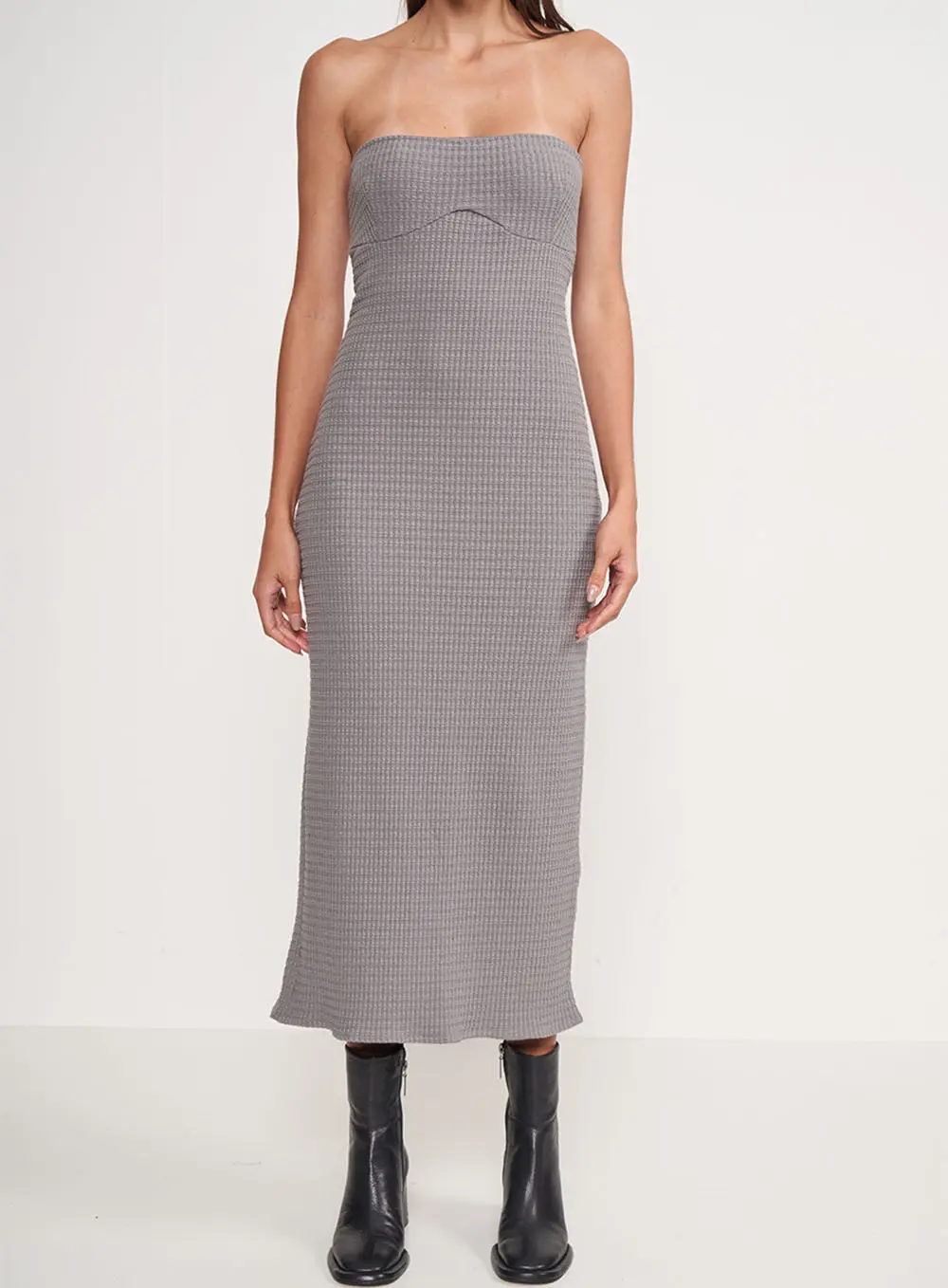 Vestido Tubinho Sem Alças Cinza Cinza