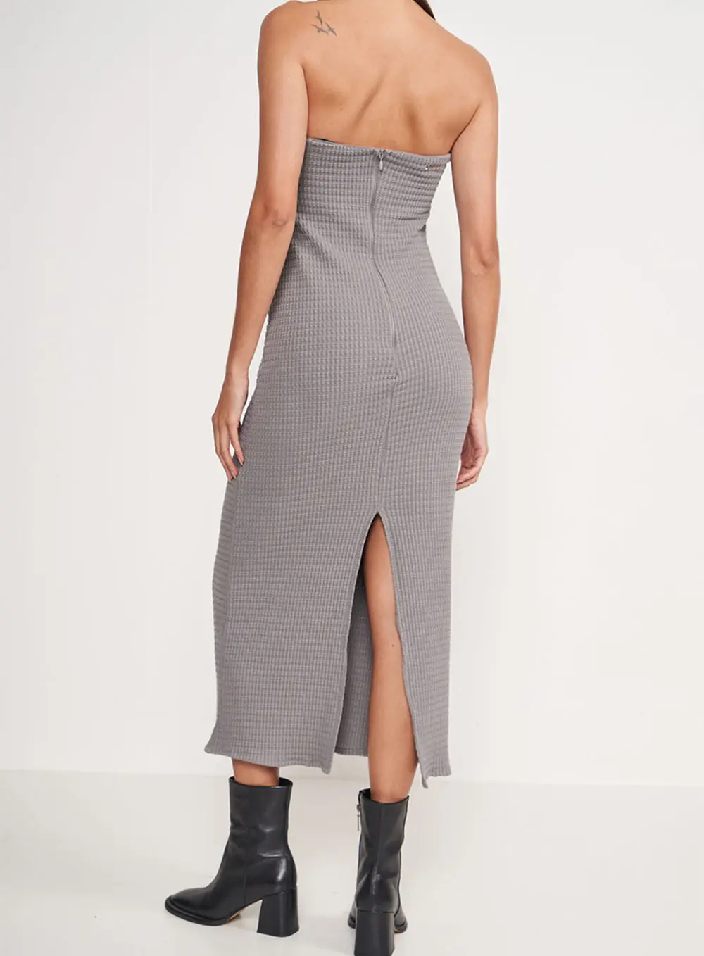 Vestido Tubinho Sem Alças Cinza Cinza