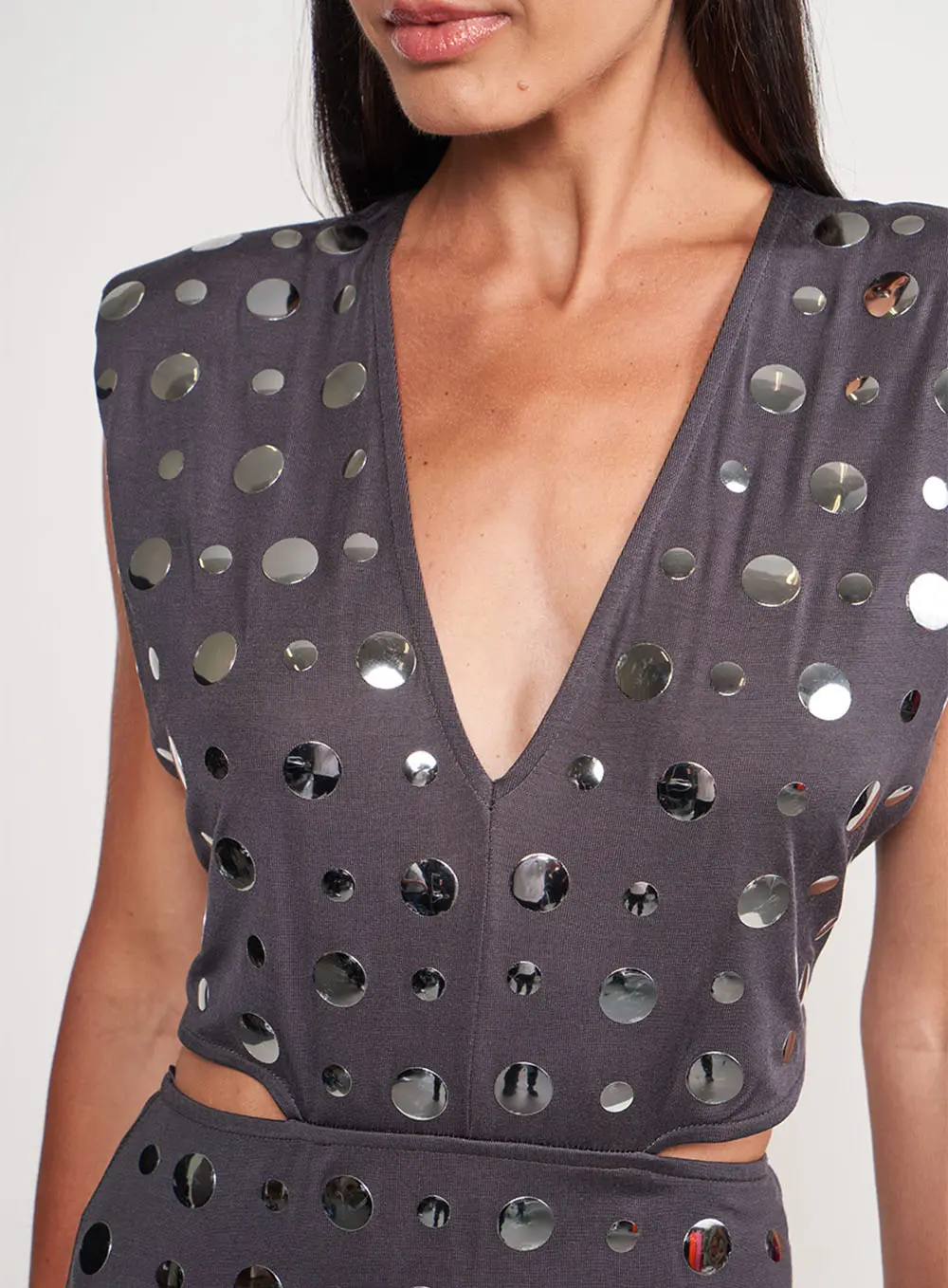 Vestido Slim Com Aplicação CINZA