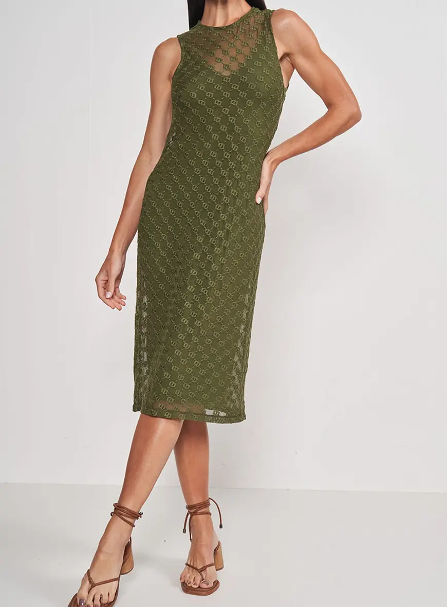 Vestido De Tule Slim Duplo C