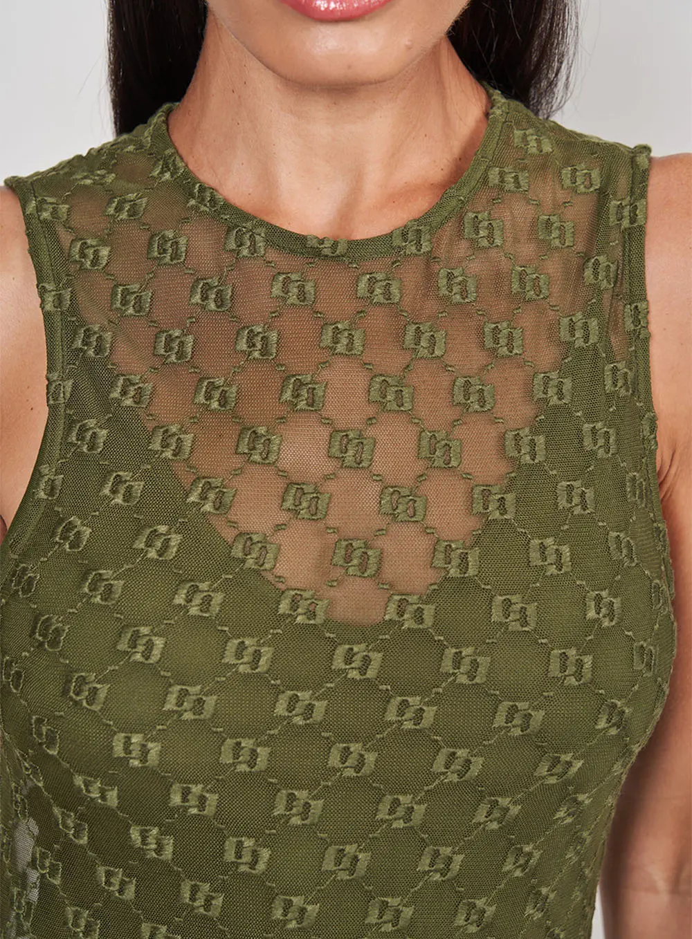 Vestido De Tule Slim Duplo C Verde Livas
