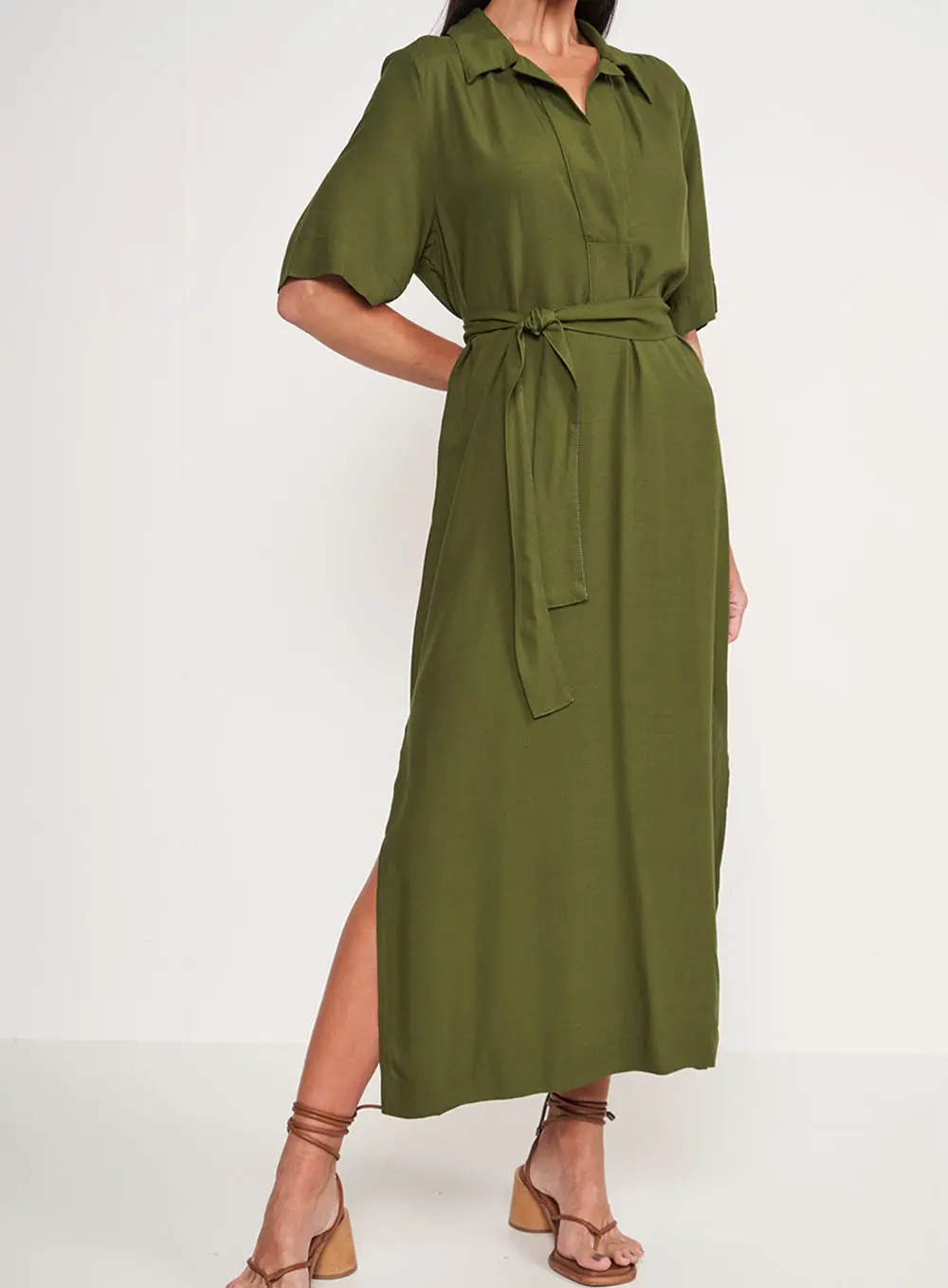 Vestido Comfort Com Faixa Verde Livas