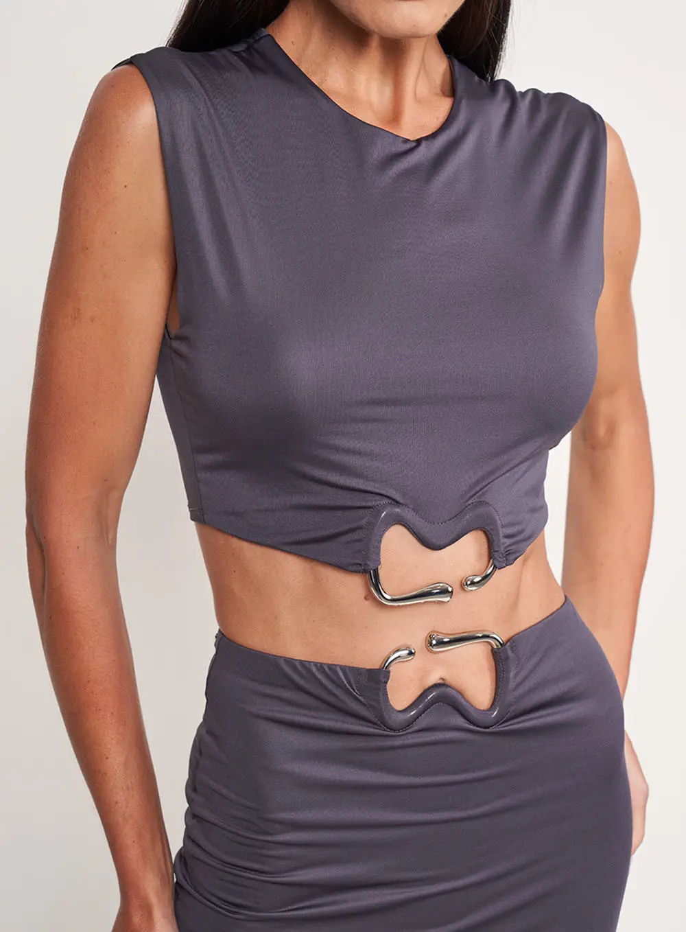 Top Cinza Slim Com Detalhe CINZA